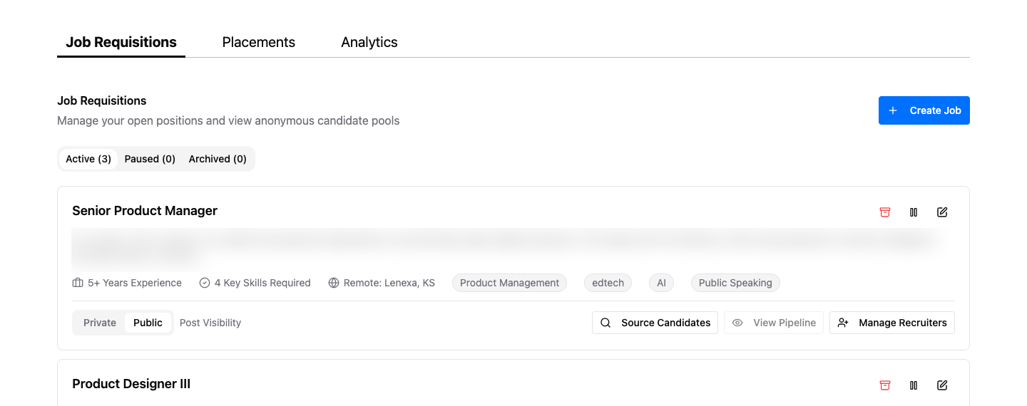 Organization dashboard